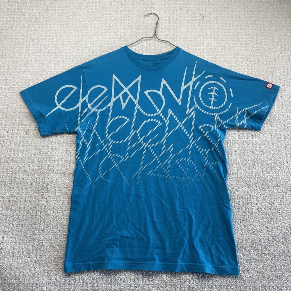 Vintage Y2K Element Skate Grunge Graphic AOP Blue T-Shirt Men’s Large Goth